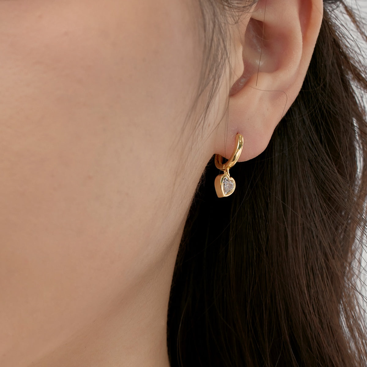 Heart earrings 925 silver gold-plated zirconia stone