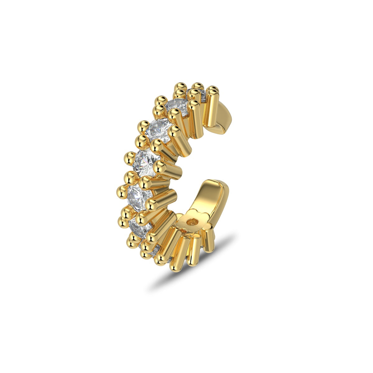 Ear clip made of 925 silver and 18k gold plating with zirconia stones