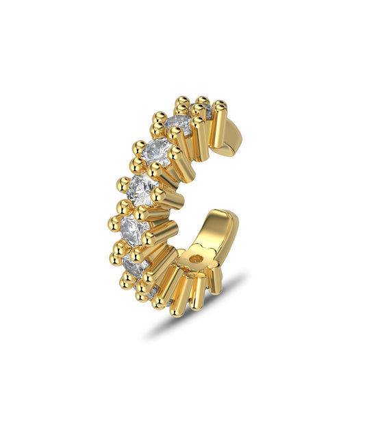 Ear clip made of 925 silver and 18k gold plating with zirconia stones