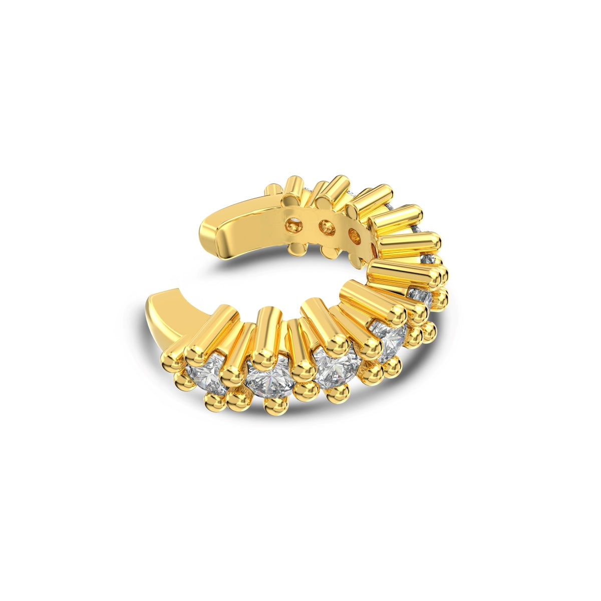 Ear clip made of 925 silver and 18k gold plating with zirconia stones