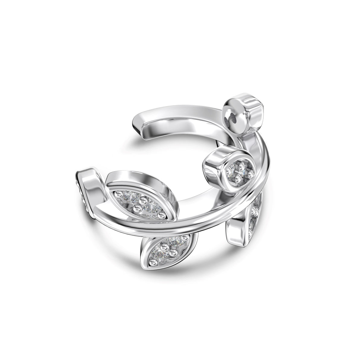 Ear clip made of 925 silver with zirconia stones 18K gold-plated