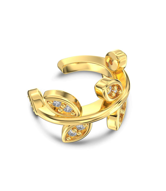 Ear clip made of 925 silver with zirconia stones 18K gold-plated