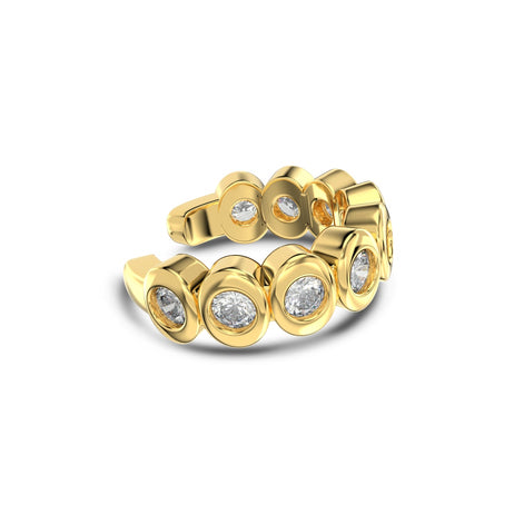 Round ear clip made of 925 silver gold-plated with zirconia stones