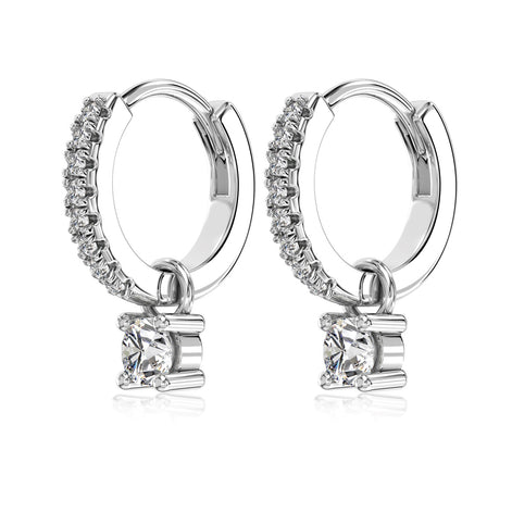 Hoop earrings made of 925 sterling silver with zirconia stones