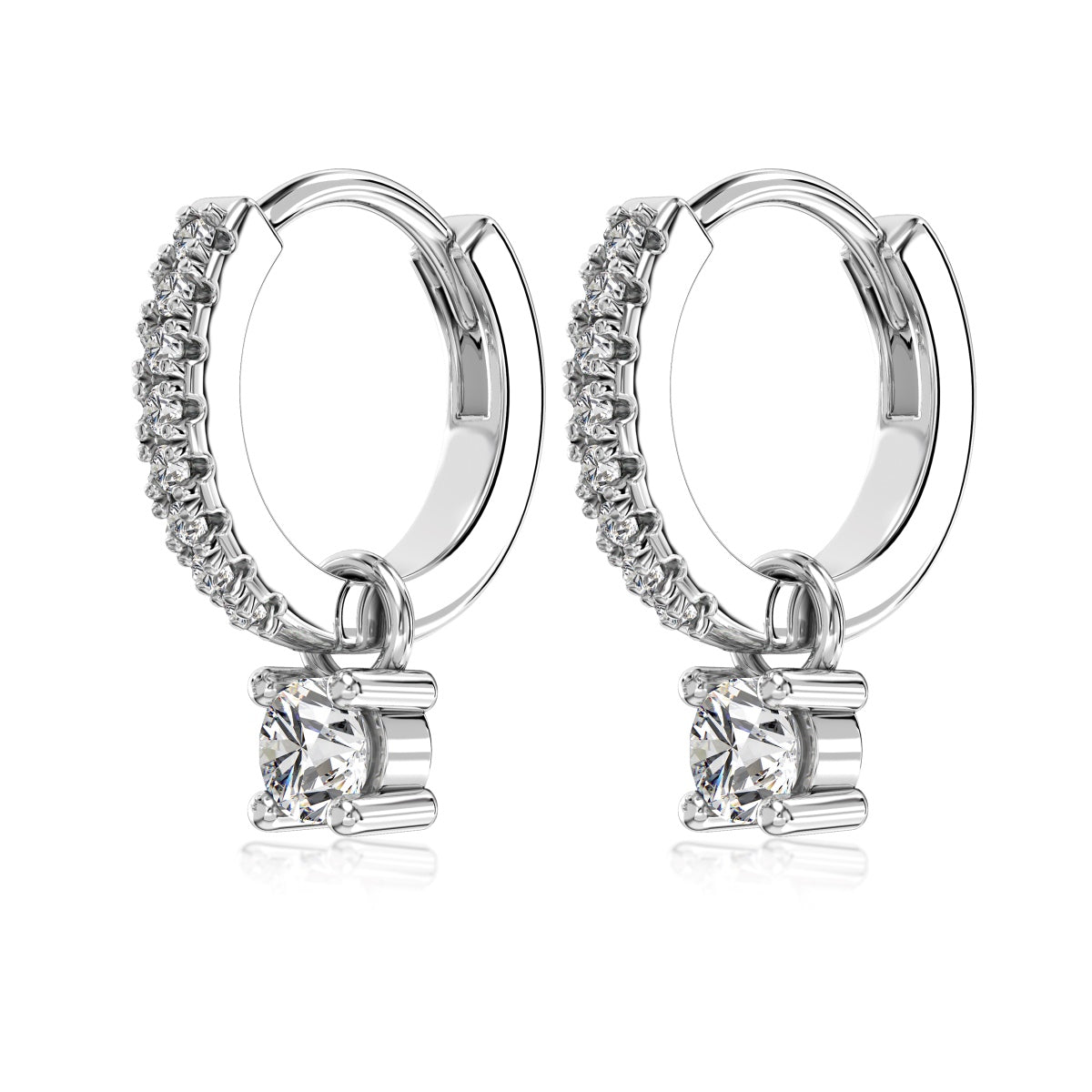 Hoop earrings made of 925 sterling silver with zirconia stones