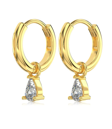 Hoop earrings made of 925 sterling silver gold-plated with zirconia