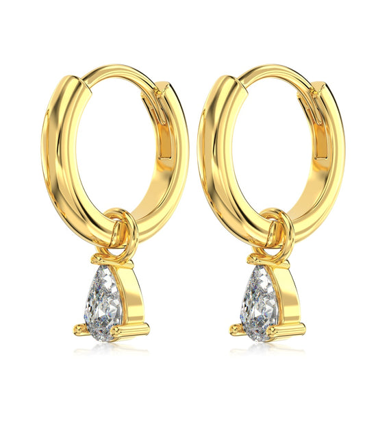 Hoop earrings made of 925 sterling silver gold-plated with zirconia