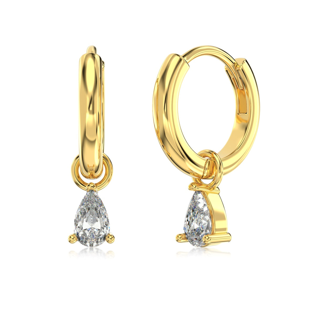 Hoop earrings made of 925 sterling silver gold-plated with zirconia