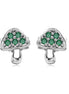 Mushroom/mushroom stud earrings 925 silver with green zirconia stones