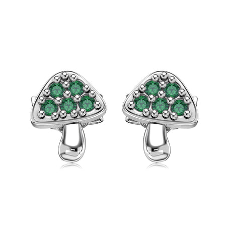 Mushroom/mushroom stud earrings 925 silver with green zirconia stones