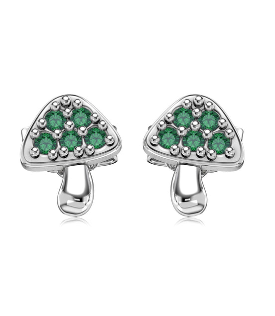 Mushroom/mushroom stud earrings 925 silver with green zirconia stones