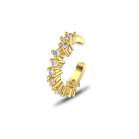 Ear clip made of 925 silver gold-plated with zirconia stones