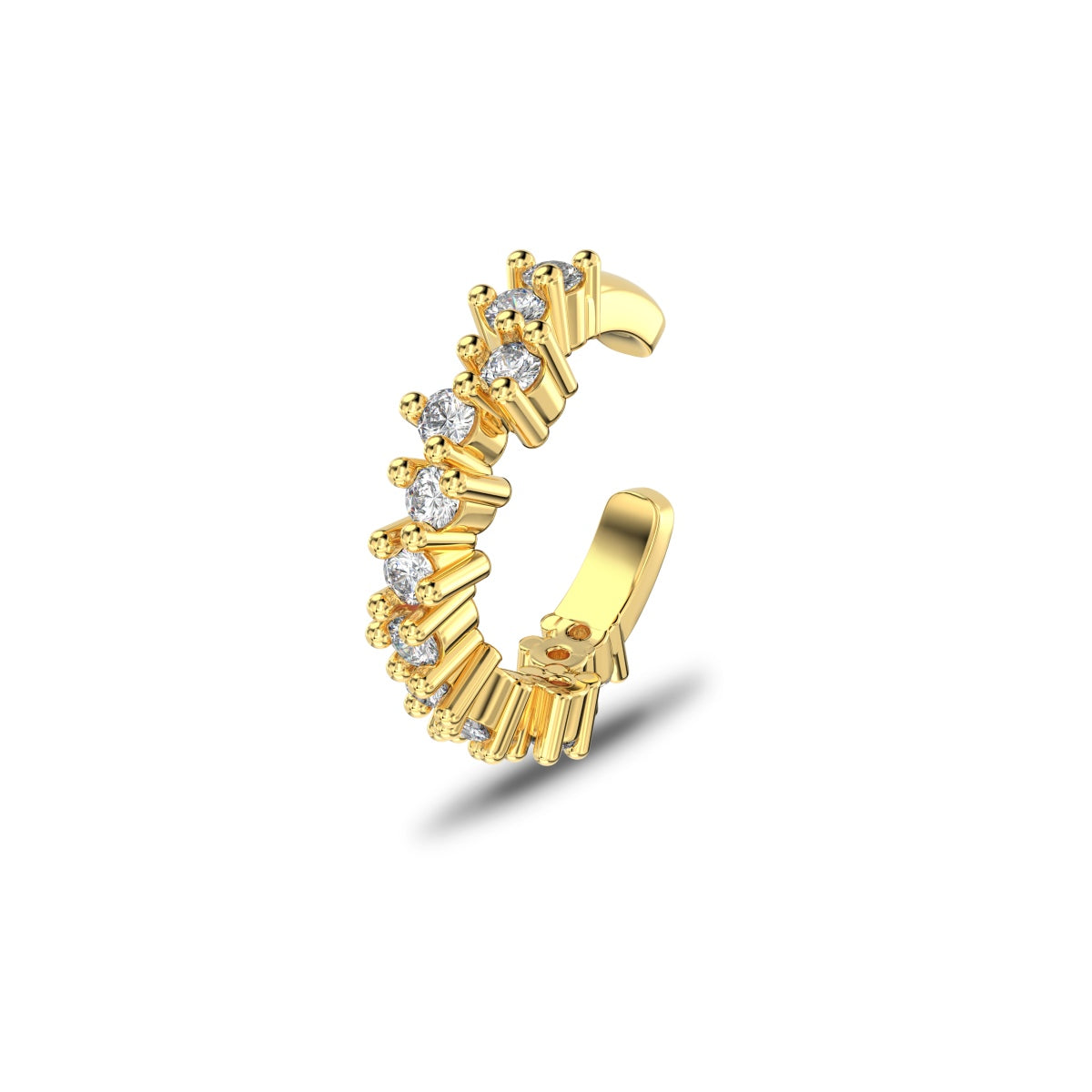 Ear clip made of 925 silver gold-plated with zirconia stones