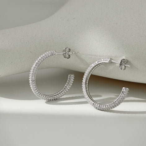 Zirconia Glow: Loviya Sterling Hoops 15mm & 20mm