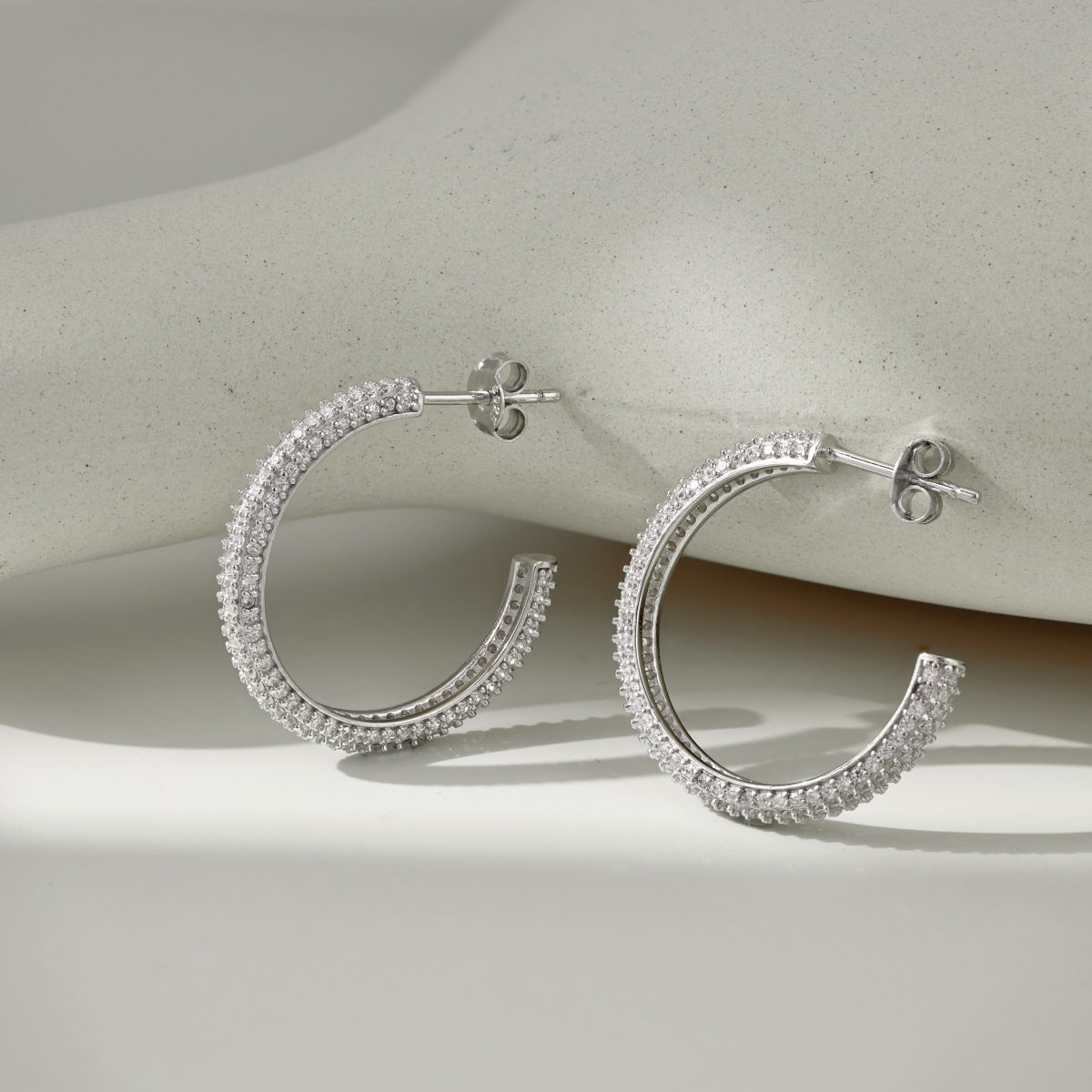 Zirconia Glow: Loviya Sterling Hoops 15mm & 20mm