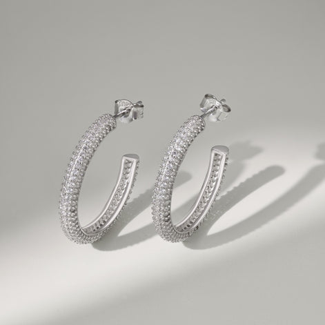 Zirconia Glow: Loviya Sterling Hoops 15mm & 20mm