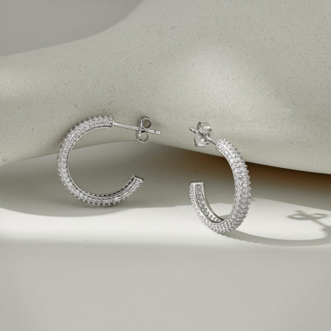 Zirconia Glow: Loviya Sterling Hoops 15mm & 20mm