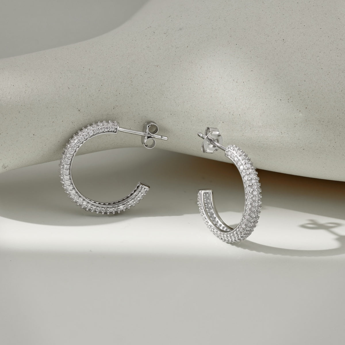Zirconia Glow: Loviya Sterling Hoops 15mm & 20mm