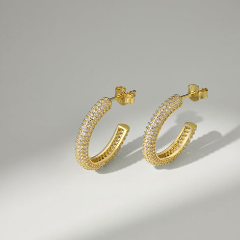 Hoop earrings made of 925 silver – 18K gold-plated, 9 mm/ 15 mm