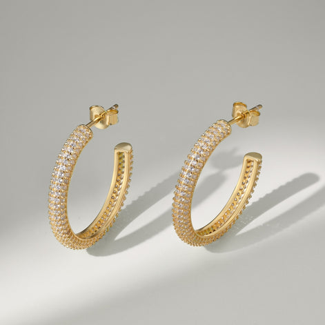Hoop earrings made of 925 silver – 18K gold-plated, 9 mm/ 15 mm
