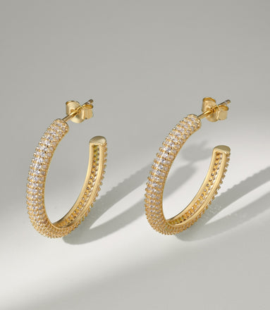 Hoop earrings made of 925 silver – 18K gold-plated, 9 mm/ 15 mm