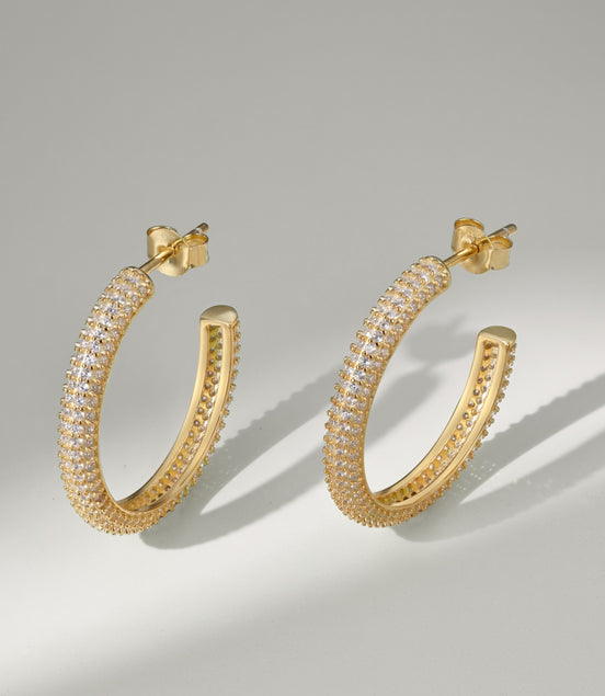 Hoop earrings made of 925 silver – 18K gold-plated, 9 mm/ 15 mm