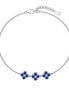 925 silver bracelet with 3x clover leaf pendant, blue zirconia stones