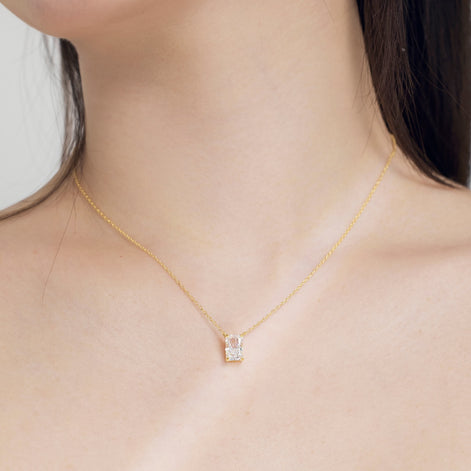 18K gold-plated chain made of 925 sterling silver with princess-cut zirconia