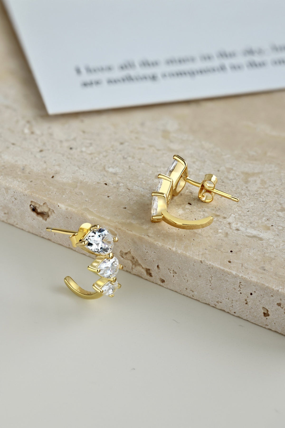 925 Sterling Silver Stud Earrings – 18K gold plated with oval zirconia