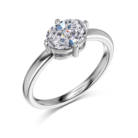 Classic 925 silver ring with oval zirconia stone
