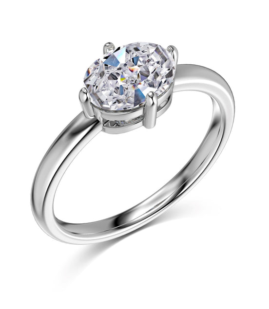 Classic 925 silver ring with oval zirconia stone