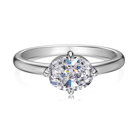 Classic 925 silver ring with oval zirconia stone