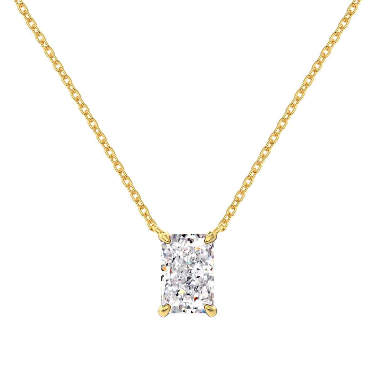 18K gold-plated chain made of 925 sterling silver with princess-cut zirconia