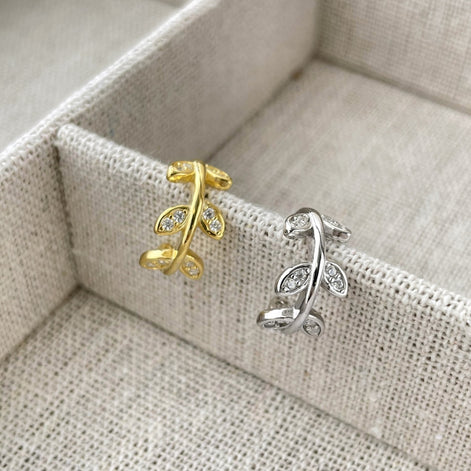 Ear clip made of 925 silver with zirconia stones 18K gold-plated