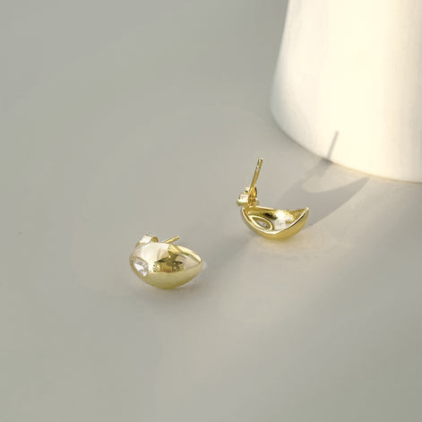 Elegant stud earrings made of 925 silver - 18K gold-plated with zirconia