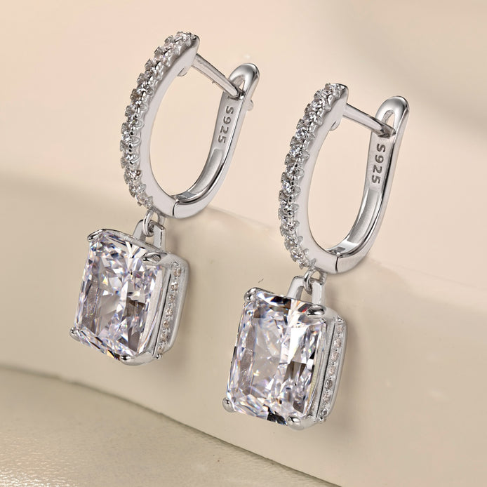 Hanging earrings made of 925 sterling silver with zirconia