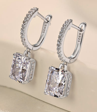 Hanging earrings made of 925 sterling silver with zirconia