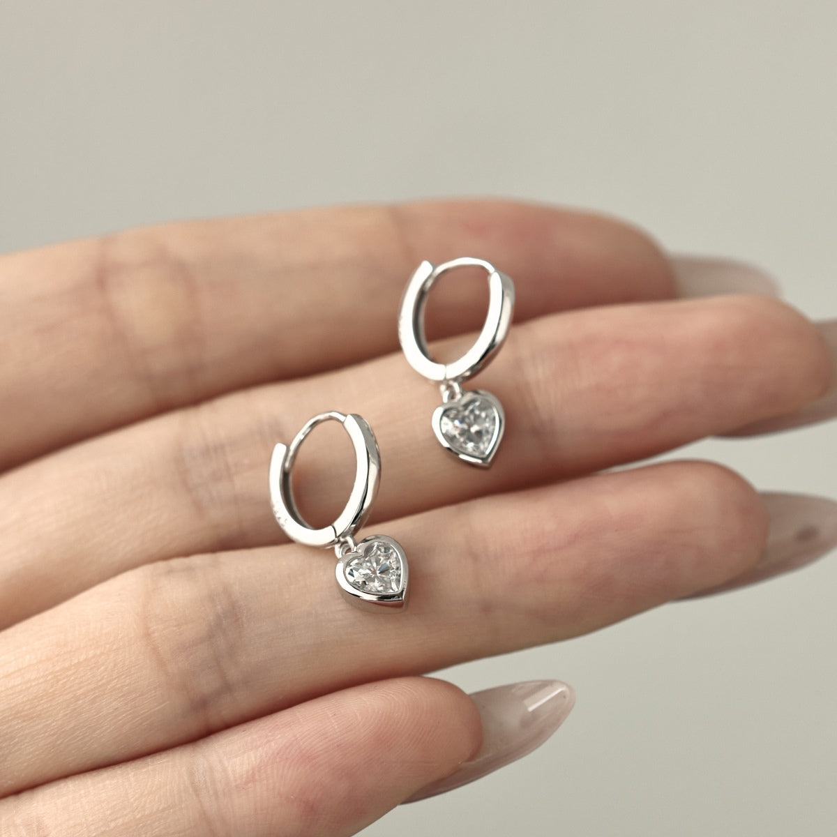 Heart earrings 925 silver gold-plated zirconia stone