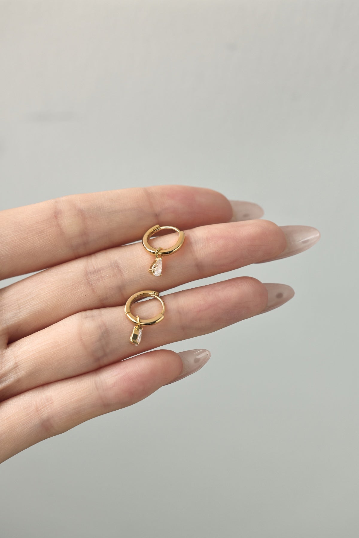 Hoop earrings made of 925 sterling silver gold-plated with zirconia
