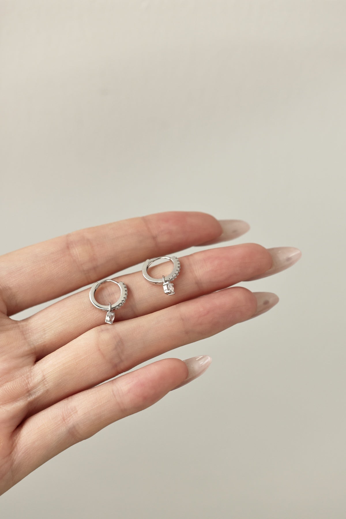 Hoop earrings made of 925 sterling silver with zirconia stones