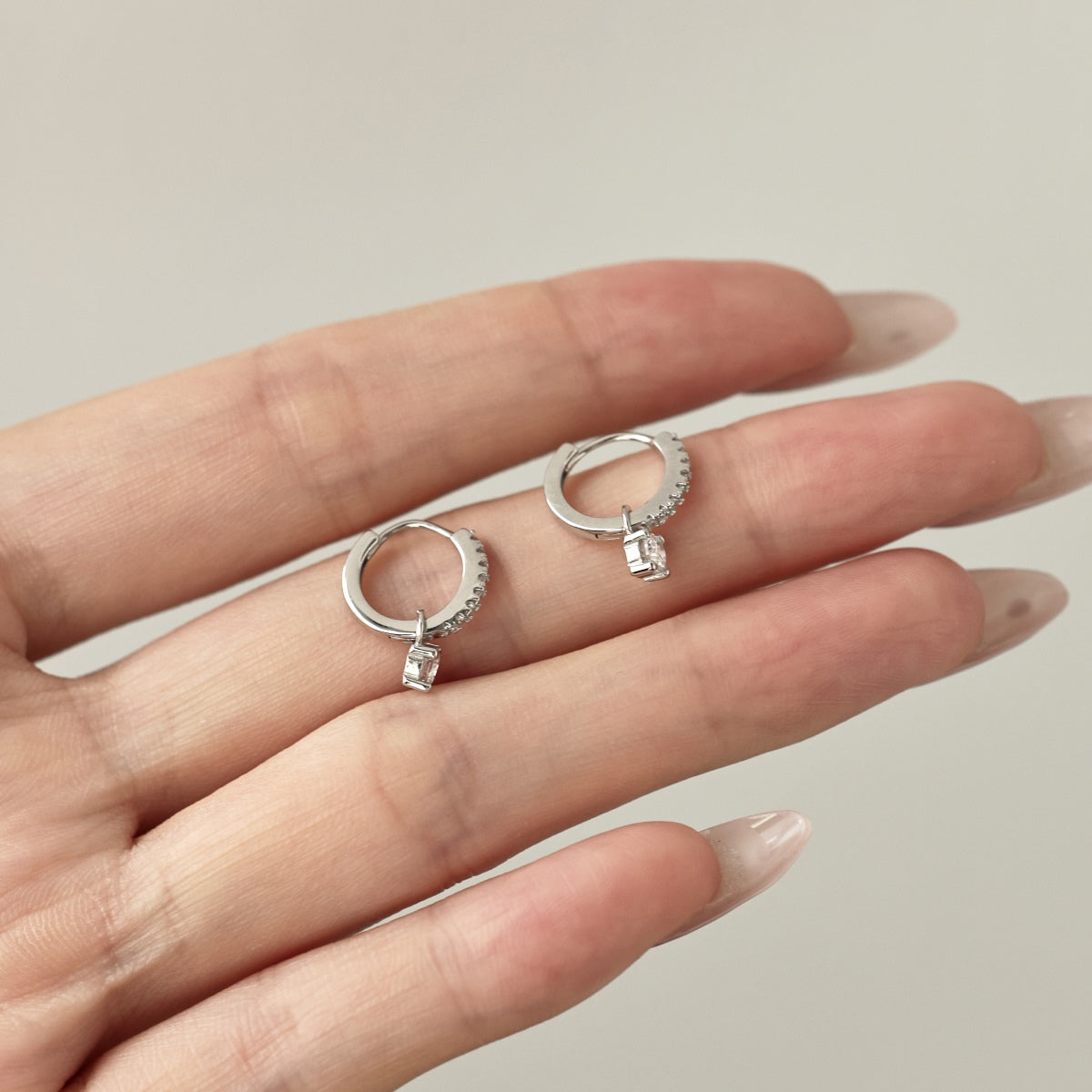 Hoop earrings made of 925 sterling silver with zirconia stones