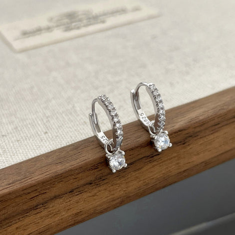 Hoop earrings made of 925 sterling silver with zirconia stones