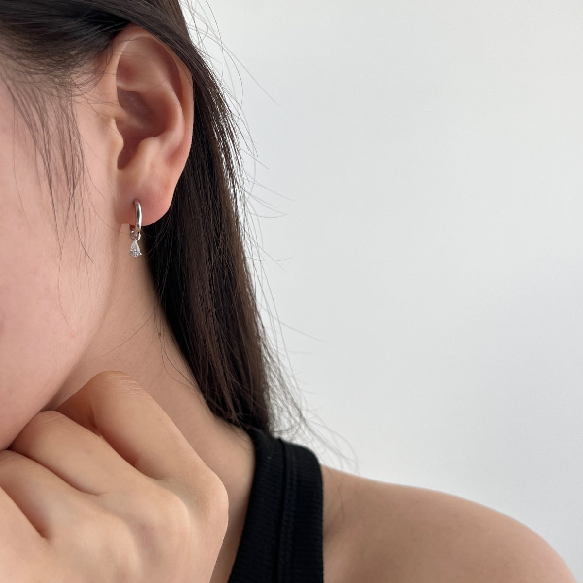 Hoop earrings made of 925 sterling silver gold-plated with zirconia