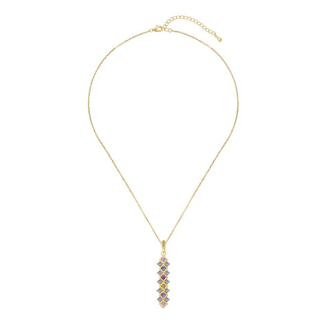 925 Sterling silver chain with square zirconia pendant, 18K gold-plated