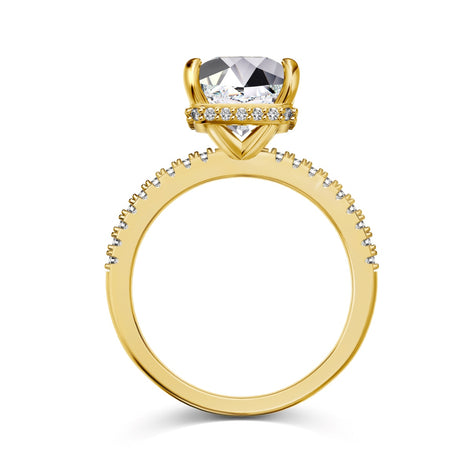925 silver ring with square zirconia, 18K gold-plated