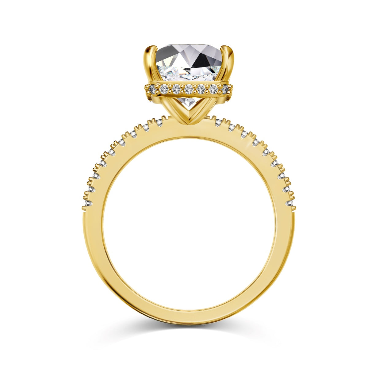 925 silver ring with square zirconia, 18K gold-plated