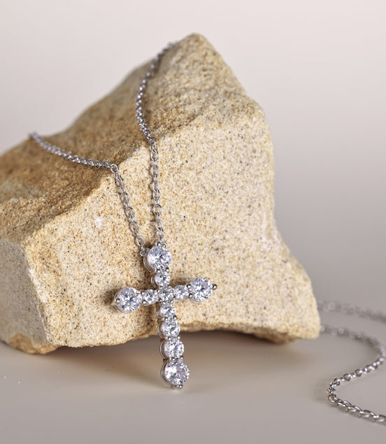 Necklace made of 925 sterling silver with large pendant &amp; zirconia