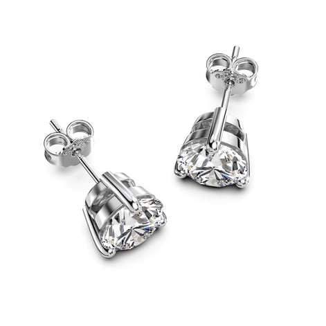 Stud earrings made of 925 silver with large round zirconia stone