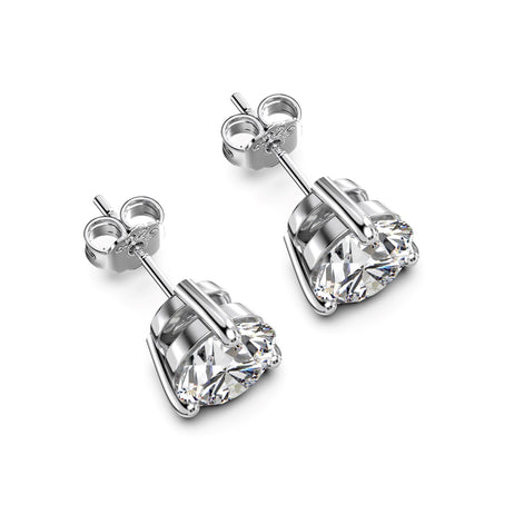 Stud earrings made of 925 silver with large round zirconia stone