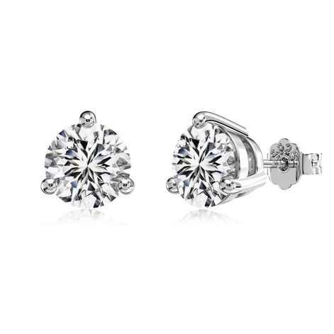 Stud earrings made of 925 silver with large round zirconia stone